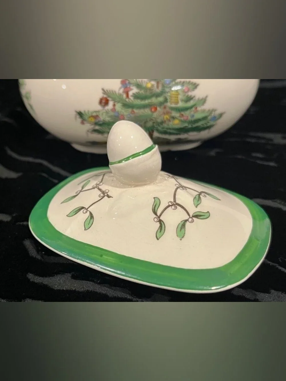 Vintage Spode Christmas Tree Sugar Bowl & Creamer Set Made In England
